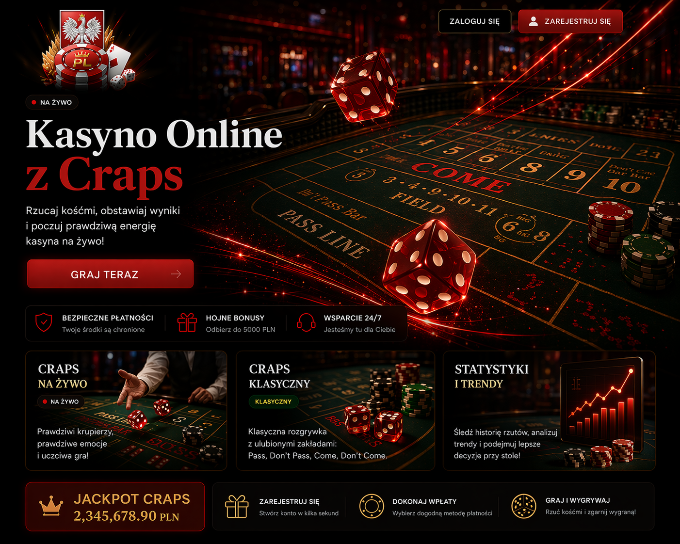 Kasyno online z grą w craps